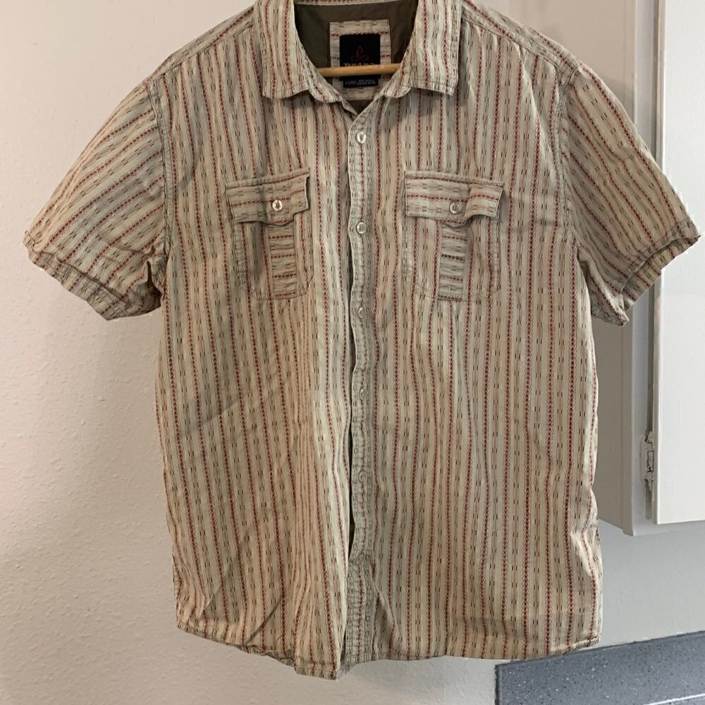 Prana Men’s Beige and Peach/Pink Short Sleeve